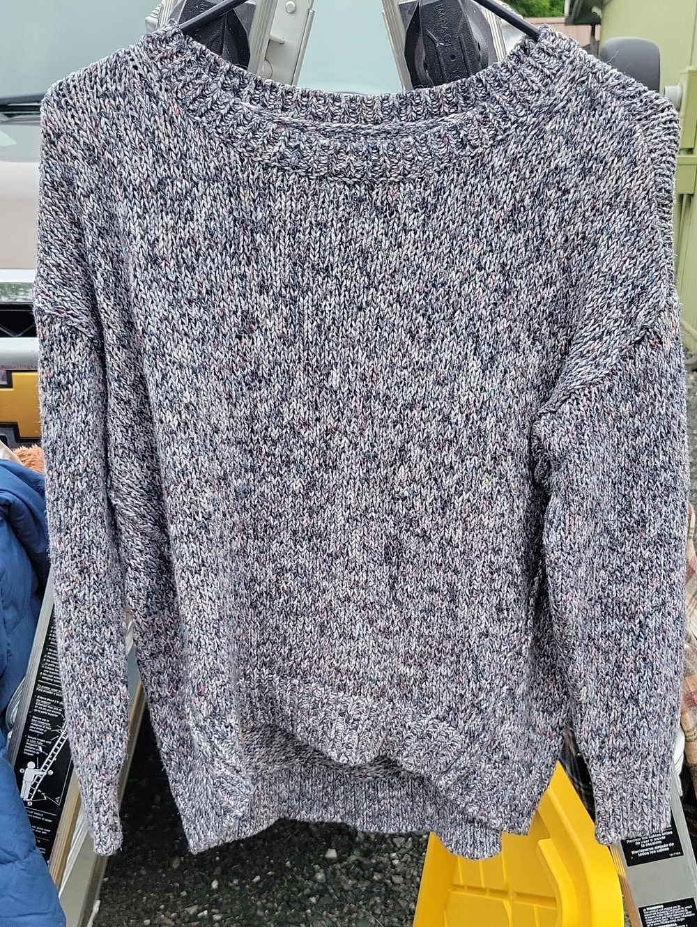 LOFT Knitted Crewneck Sweater in Gray